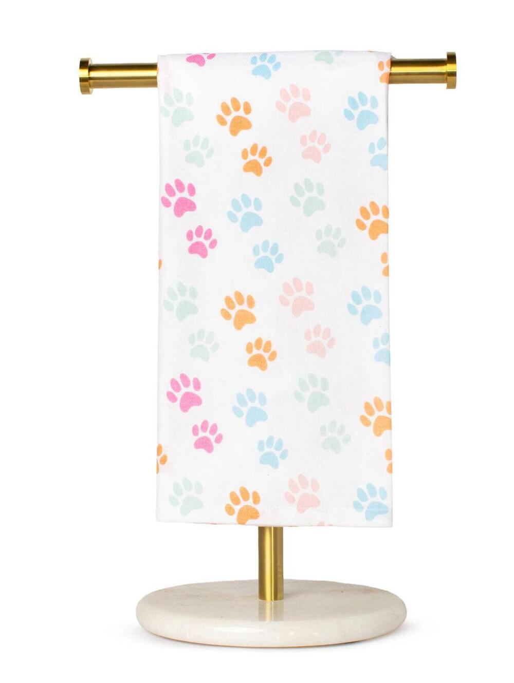 Pair of Dog Paw Hand Towel White/Multi   20x28